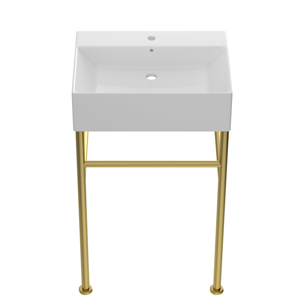 24" × 16" White Console Fireclay Bathroom Sink – DC-FS2402