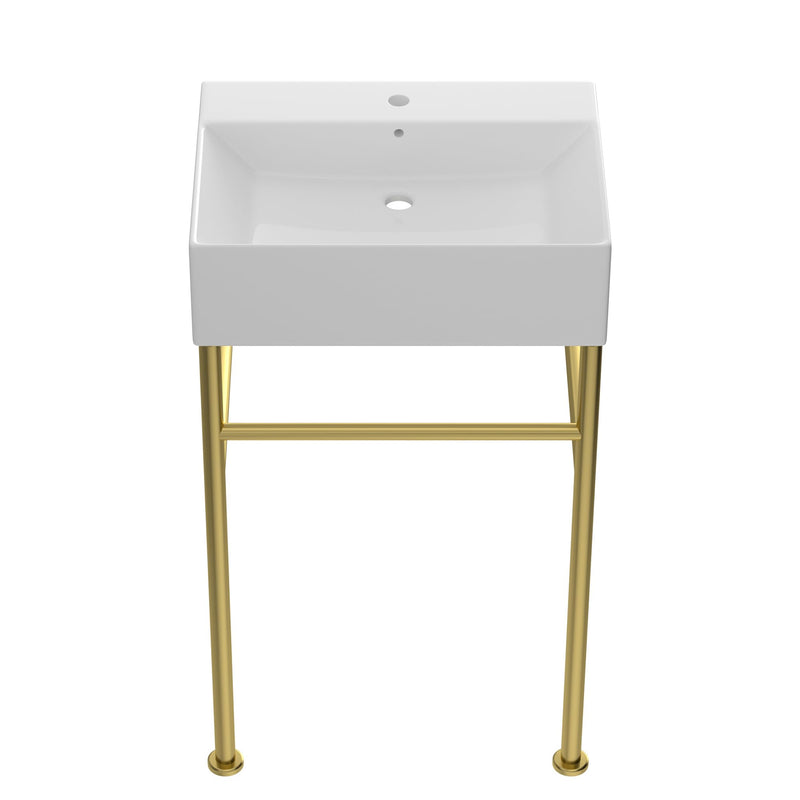 24" × 16" White Console Fireclay Bathroom Sink – DC-FS2402