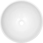 Dcolora 16" × 16" White Round Vessel Sink - Above Counter Ceramic Bathroom Vanity Sink Basin