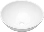 Dcolora 16" × 16" White Round Vessel Sink - Above Counter Ceramic Bathroom Vanity Sink Basin
