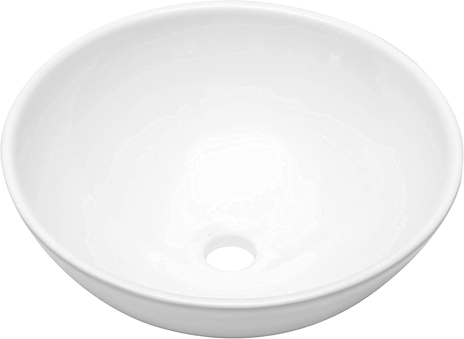 Dcolora 16" × 16" White Round Vessel Sink - Above Counter Ceramic Bathroom Vanity Sink Basin