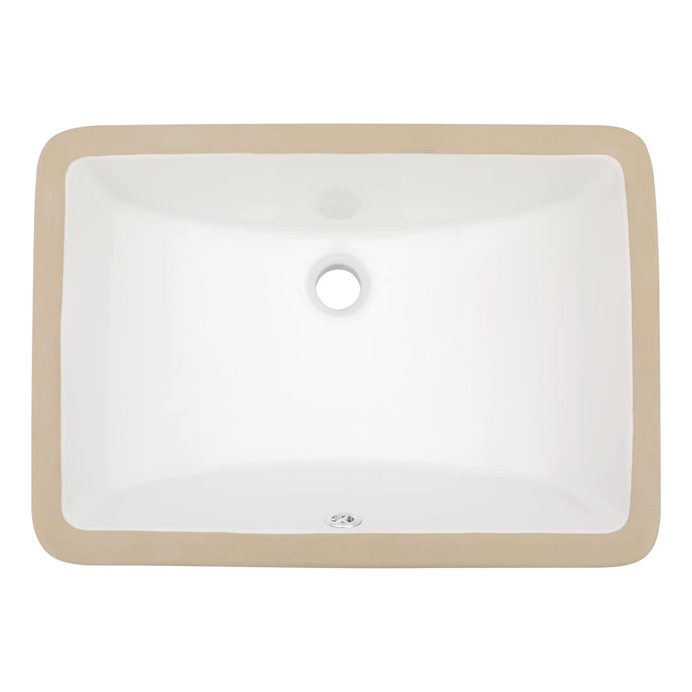 19.69" × 14" White Rectangular Undermount Ceramic Bathroom Sink – DC-V8891