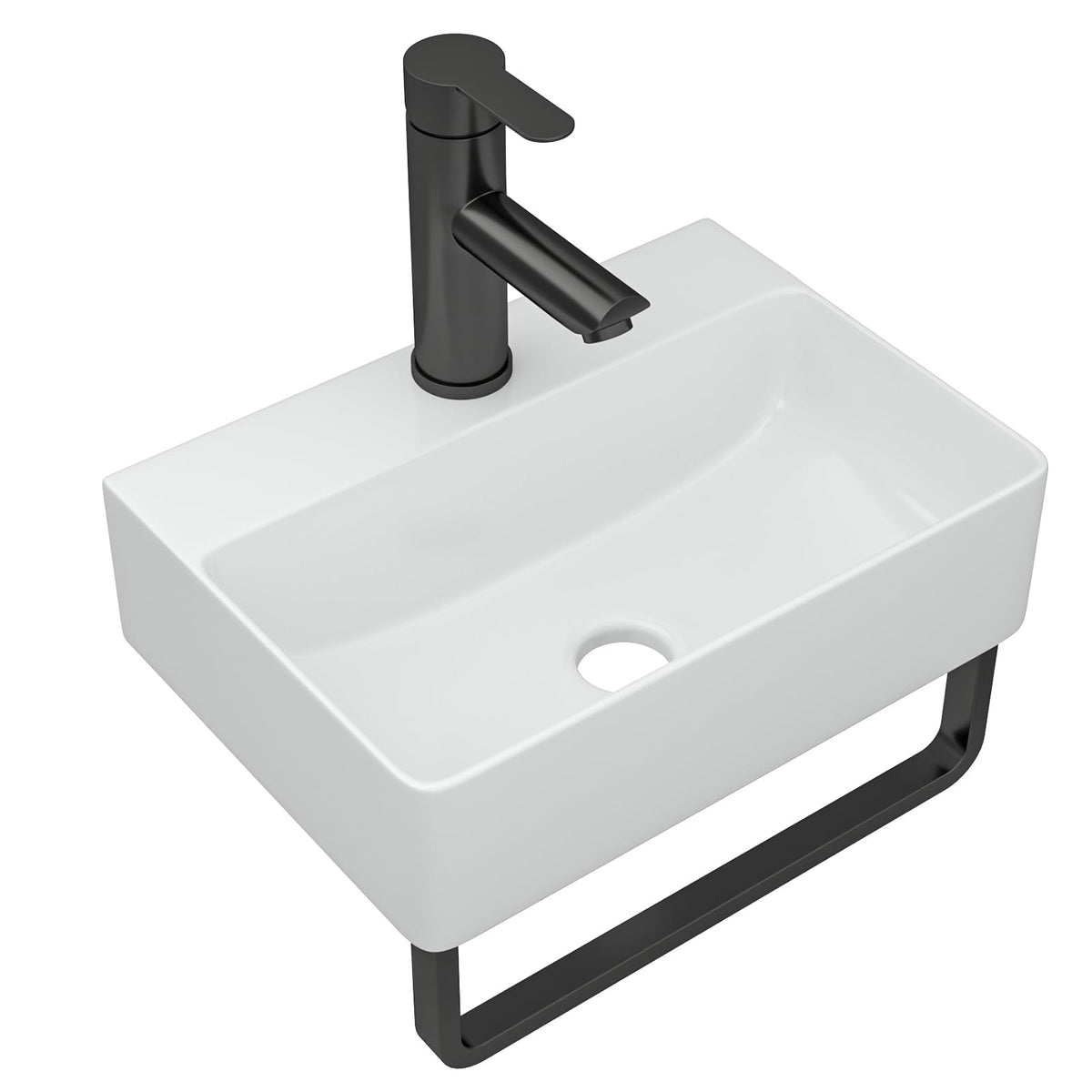 Dcolora DC-V260101 14-inch wall-mounted bathroom sink in white