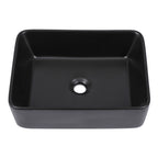 Dcolora 16''x12'' Matte Black Rectangular Vessel Sink, Above Counter Ceramic Porcelain Bathroom Vanity Basin