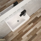 Dcolora 18''x10'' White Ceramic Wall Mounted Floating Vessel Sink, Rectangular Small Bathroom Basin, Right Hand