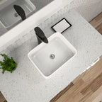 Dcolora 16''x12'' White Rectangular Vessel Sink, Ceramic Porcelain Above Counter Bathroom Vanity Basin