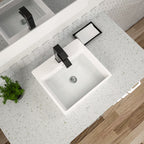 Dcolora 20.8''x16'' White Ceramic Wall Mounted Floating Vessel Sink, Rectangular Bathroom Vanity Basin with Overflow