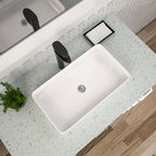 Dcolora 24''x14'' White Rectangular Vessel Sink, Ceramic Porcelain Above Counter Bathroom Vanity Basin