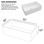 Dcolora 33''x20''x10'' White Farmhouse Sink Workstation, Fireclay Porcelain Flat Apron Front Ceramic Single Bowl Kitchen Basin