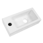 Dcolora 14.5''x7'' White Ceramic Wall Mounted Floating Sink, Rectangular Small Bathroom Basin, Right Hand
