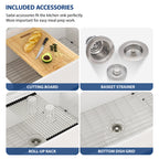 Dcolora 33" White Fireclay Workstation Farmhouse Apron Front Kitchen Sink Complete Accessory Kit