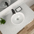 Dcolora 16''x13'' White Oval Vessel Sink, Above Counter Ceramic Bathroom Vanity Basin