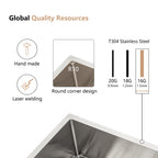 Dcolora 33''x19''x10'' Undermount Double Bowl Kitchen Sink, 16 Gauge 304 Stainless Steel 50/50 Split Large Basin, Round Corner