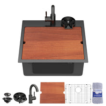 Dcolora DC-NSD2620002 – 20 × 18 in. Black Drop-In Bar Sink with Faucet & Cup Washer