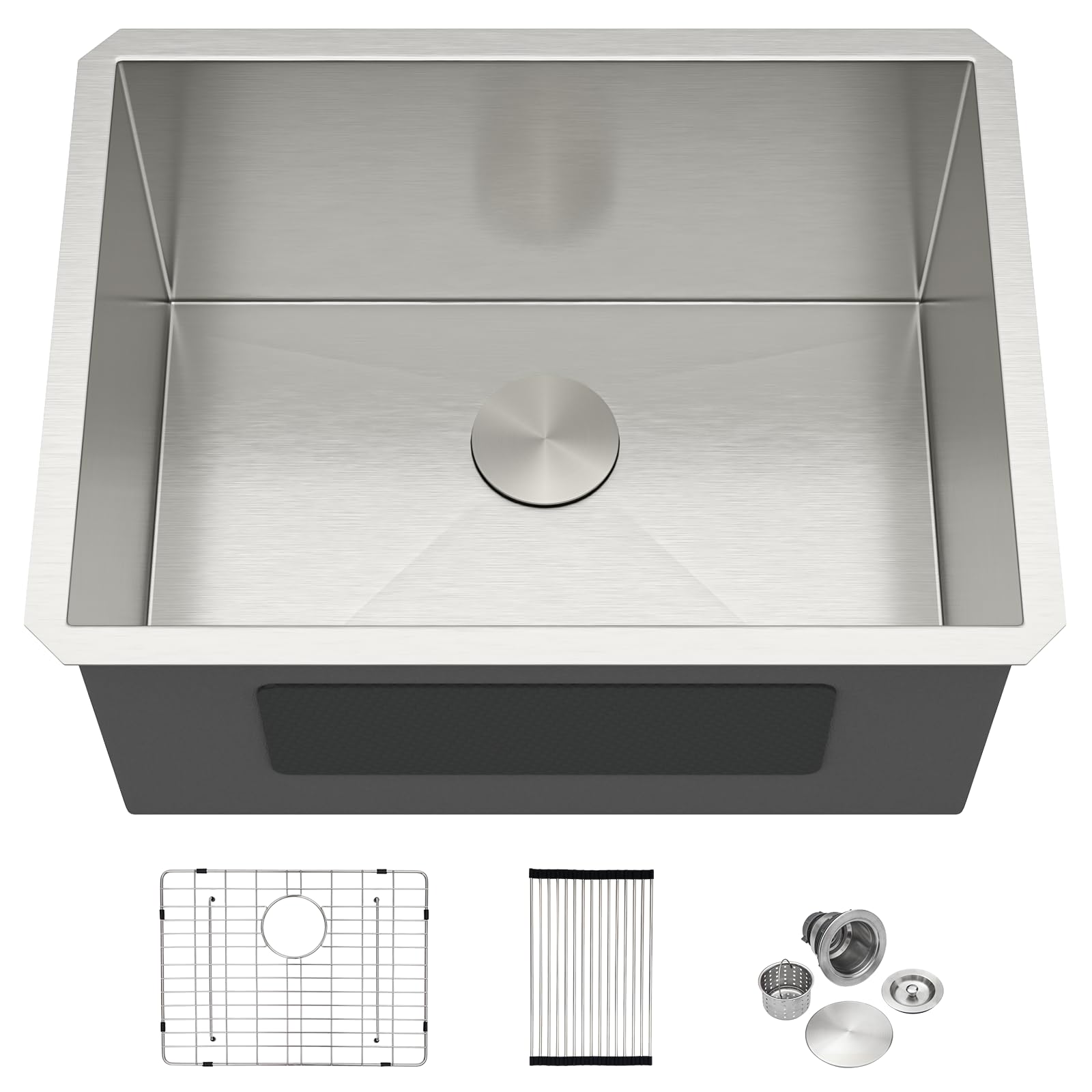 Dcolora DC-U7725 24-inch undermount laundry sink in brushed stainless steel