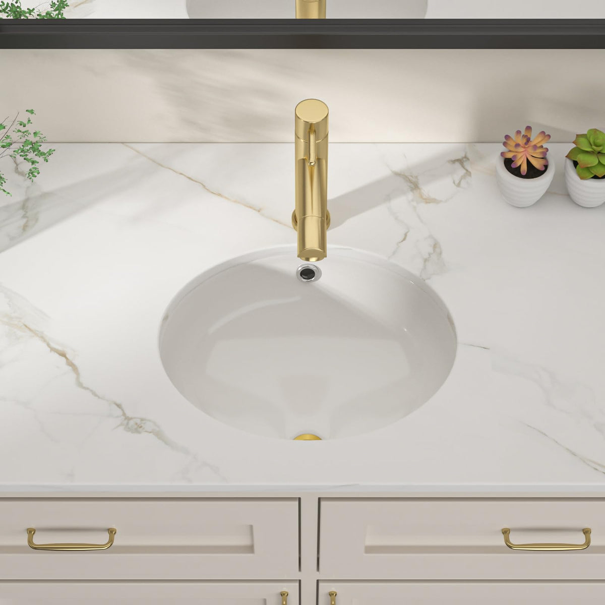 Dcolora DC-V255101 15.35-inch undermount bathroom sink in white