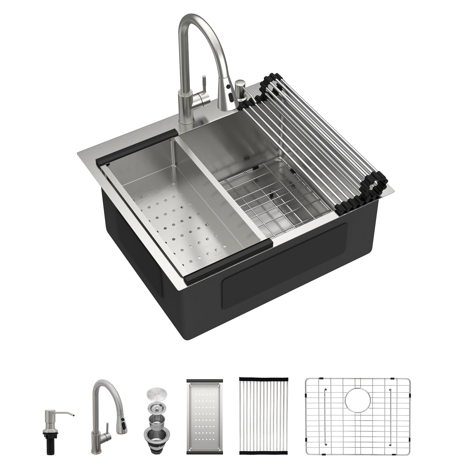Dcolora DC-SFDOE00119 30-inch drop-in kitchen sink in brushed stainless steel