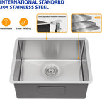 Dcolora 21''x18''x10'' Undermount Wet Bar Sink, 16 Gauge Stainless Steel Deep Single Bowl Small Kitchen Under Counter Basin, Rounded Corner