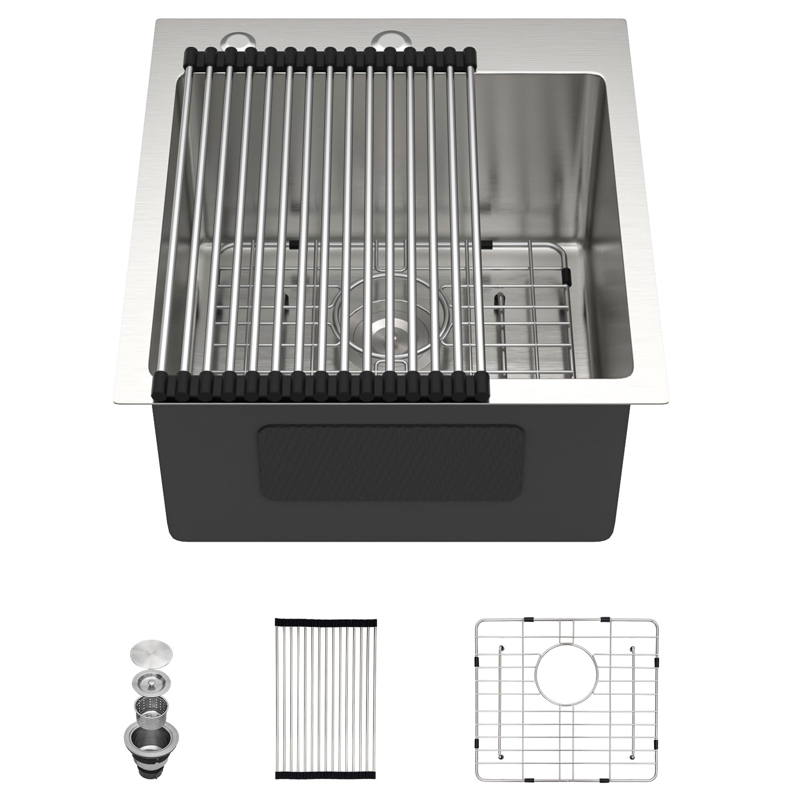 Dcolora DC-T258003 17-inch drop-in bar sink in brushed stainless steel