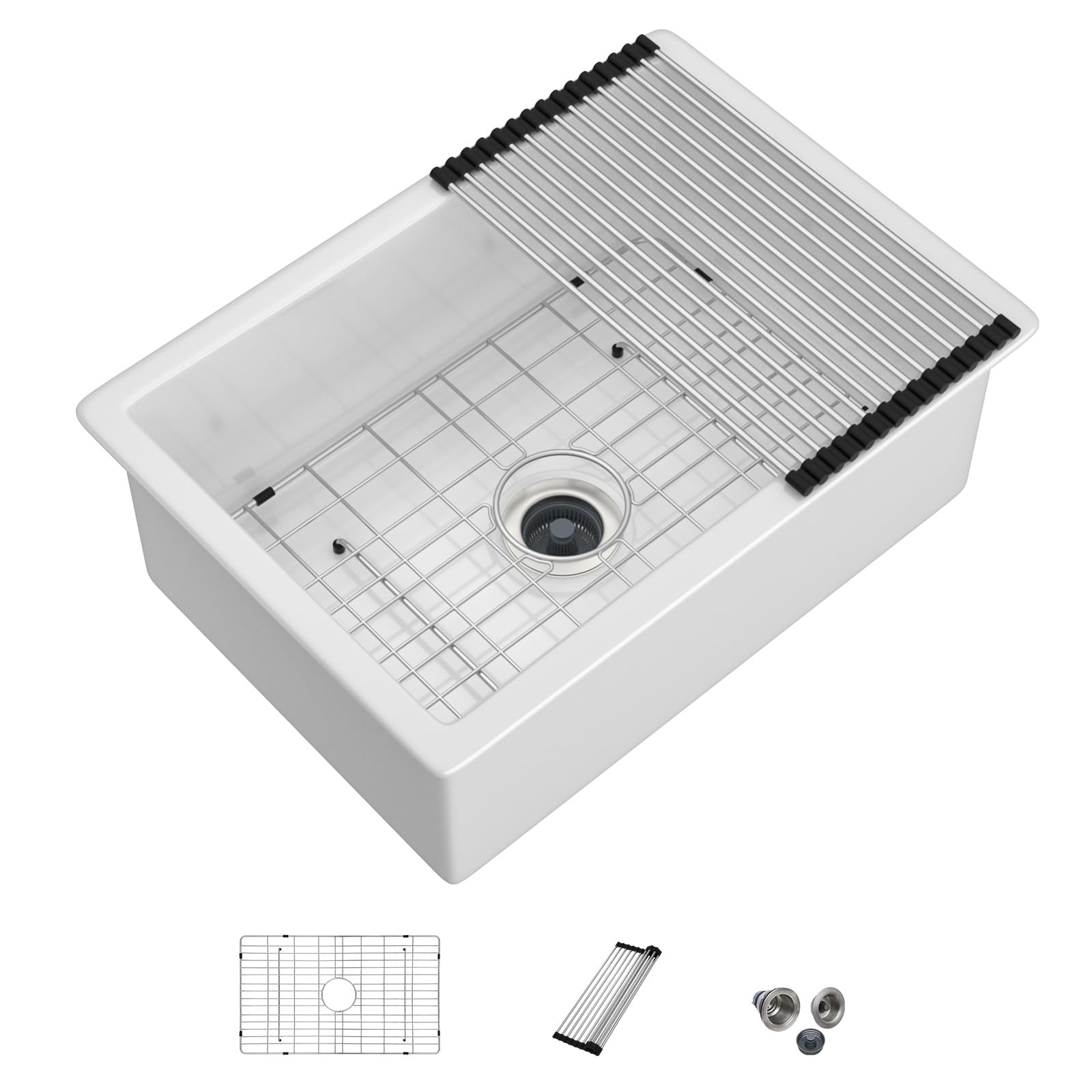 Dcolora DC-UC261102 27-inch dual-mount kitchen sink in white