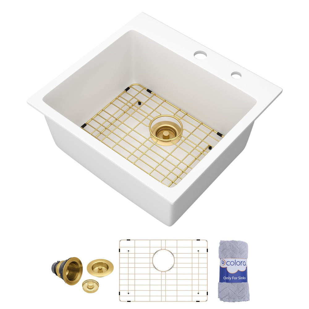21" × 20" White Drop-In Granite Composite Bar Sink