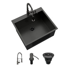 Dcolora DC-NSD26203033 25-inch drop-in/topmount laundry sink in nano-pvd gunmetal black