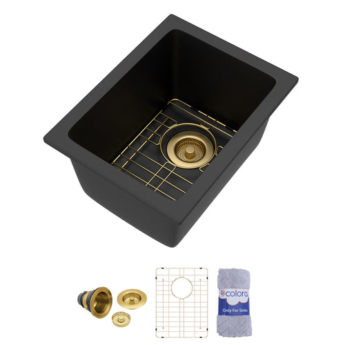 Dcolora DC-GU261601 12-inch undermount bar sink in matte black