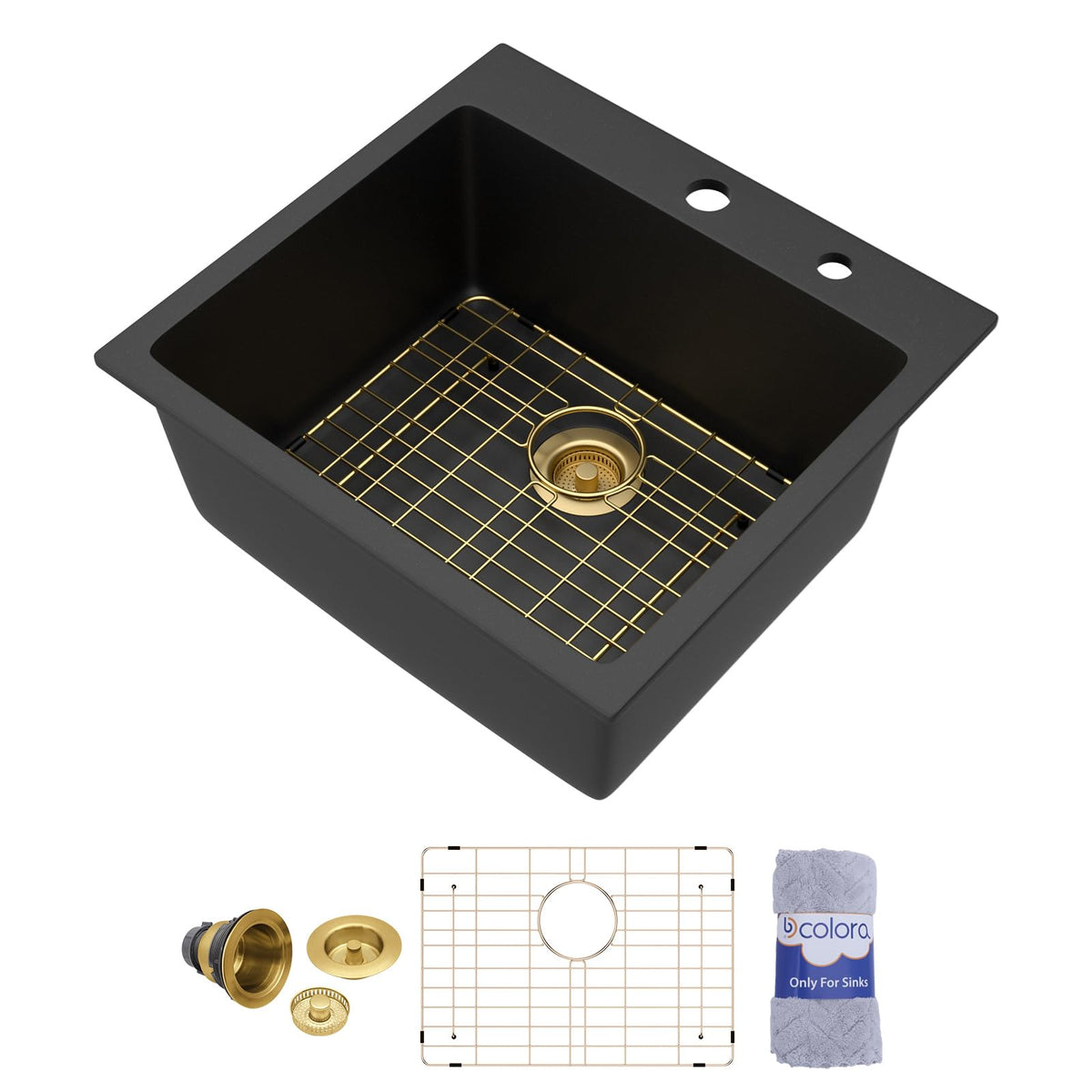 Dcolora DC-GT261603 21-inch drop-in/topmount bar sink in matte black