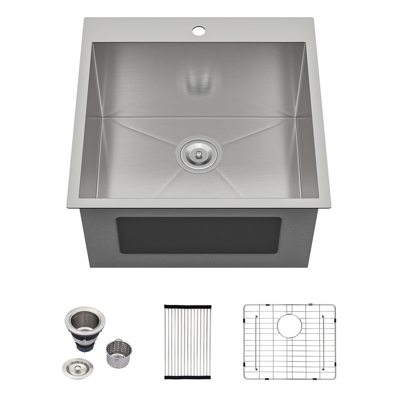Dcolora DC-L7702 22-inch drop-in laundry sink in brushed stainless steel