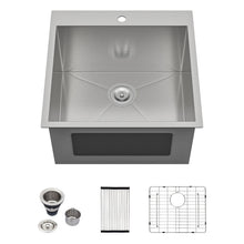 Dcolora DC-L7702 22-inch drop-in laundry sink in brushed stainless steel