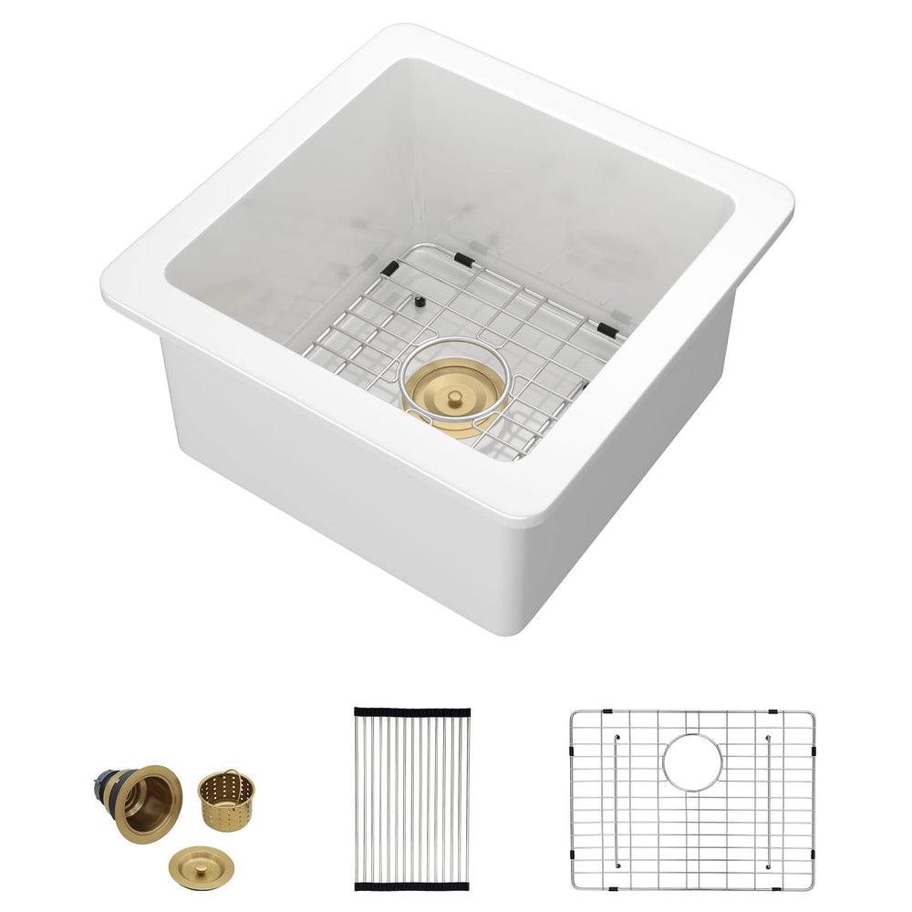 24" × 18" White Dual-Mount Fireclay Kitchen Sink – DC-UC261101