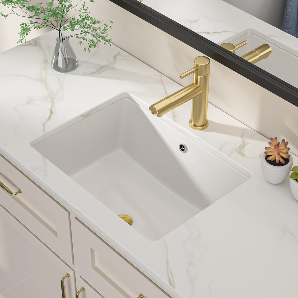 20.08" × 14.57" White Rectangular Undermount Fireclay Bathroom Sink