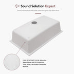 Dcolora 33''x19'' White Quartz Composite Undermount Kitchen Sink, Deep Single Bowl Basin, Round Corner
