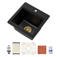 Dcolora DC-GU261212 15-inch drop-in bar / prep sink in matte black