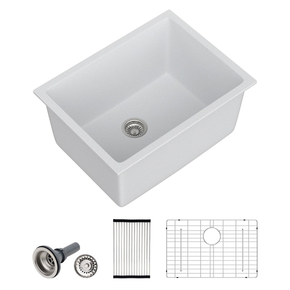 24" × 18" White Undermount Quartz Composite Laundry Sink – DC-0002GWL