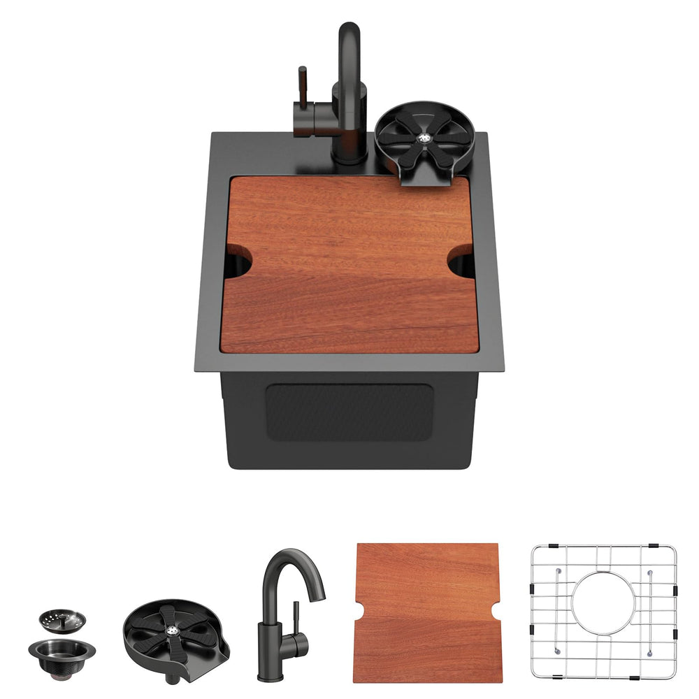 15" × 20" Gunmetal Black Drop-In Workstation Bar Sink – DC-SFDOE00131