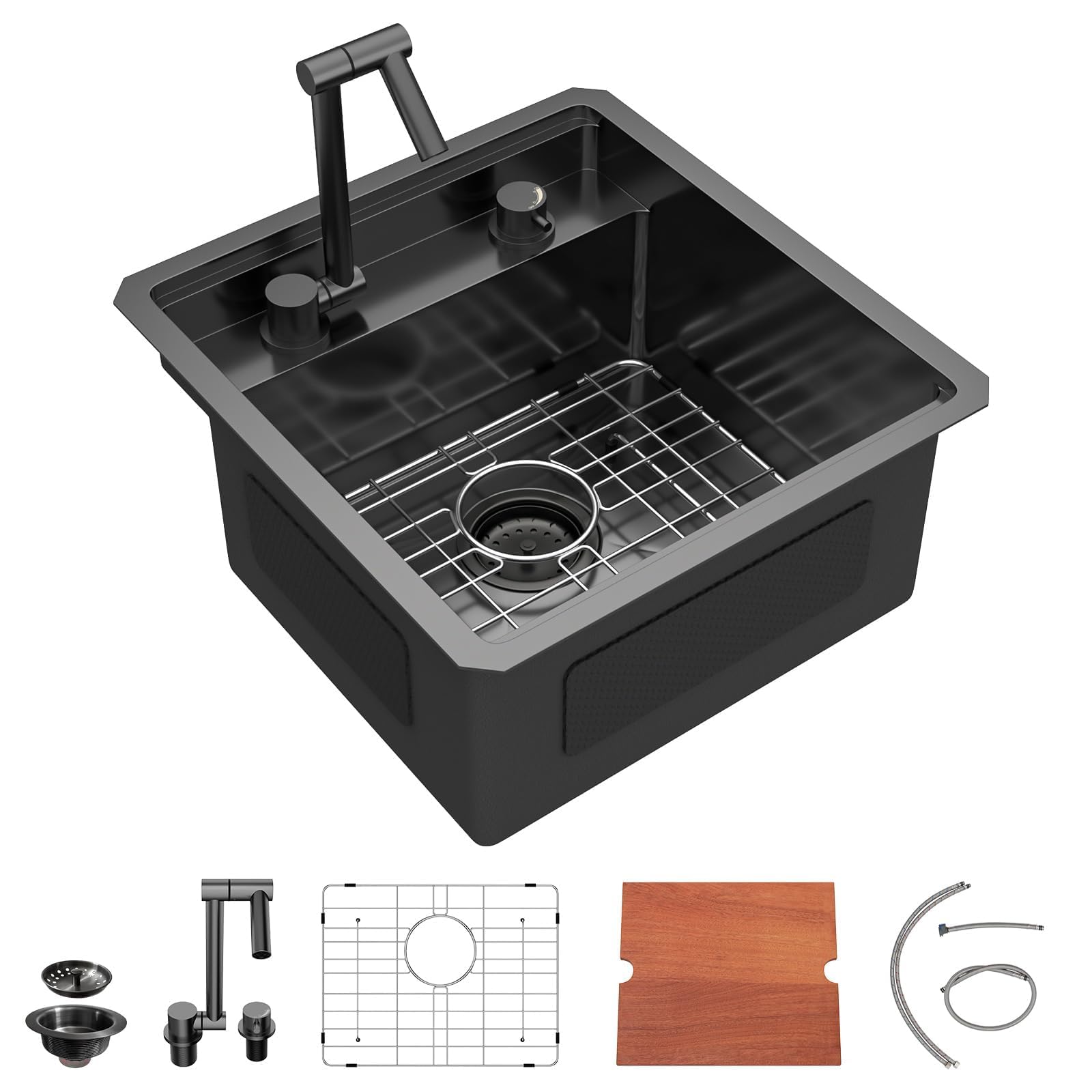 Dcolora DC-SFDOE00051 18-inch undermount outdoor kitchen sink in Nano-PVD gunmetal black