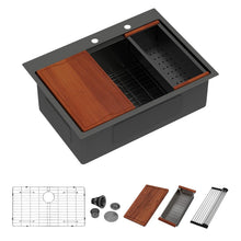 Dcolora DC-T8862 28-inch drop-in kitchen sink in Nano-PVD gunmetal black