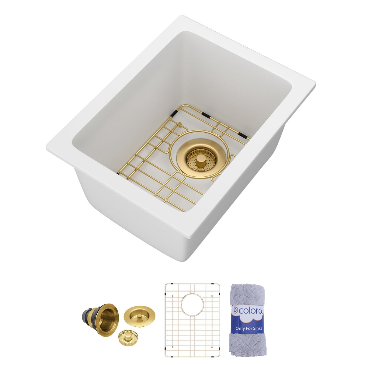 Dcolora DC-GU261604 12-inch undermount bar sink in white