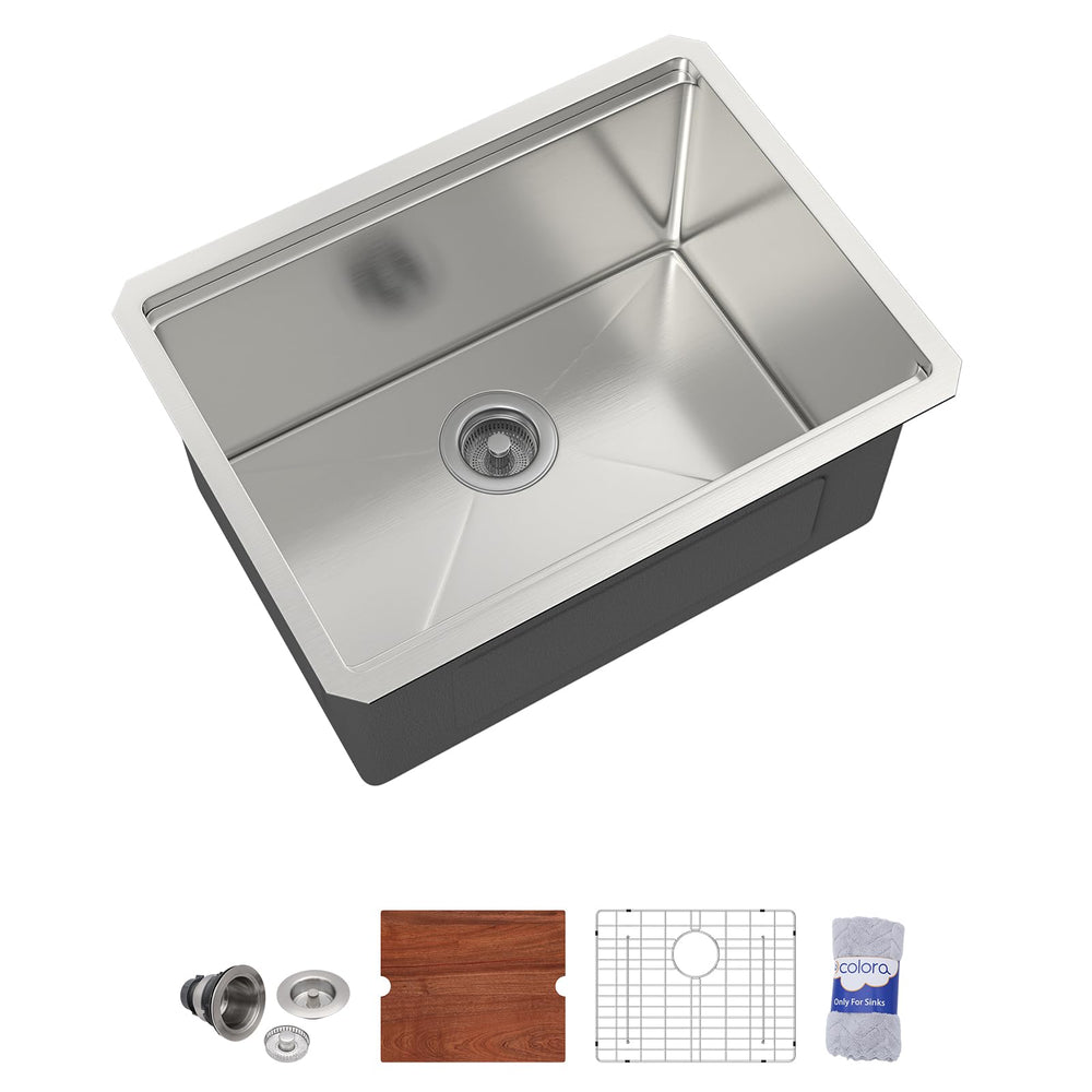 24" × 18" × 12" Undermount Workstation Stainless Steel Laundry / Utility Sink – DC-UW261102