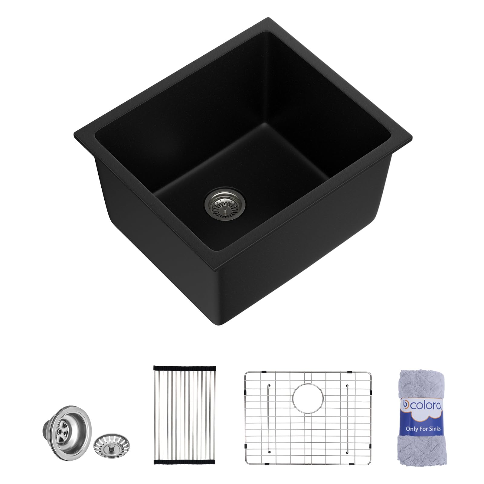 Dcolora DC-GL262102 21-inch undermount laundry sink in matte black