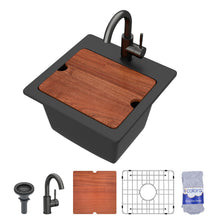 Dcolora DC-SFDOE00171 15-inch drop-in/topmount bar sink in matte black