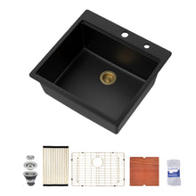 Dcolora DC-GU261214 23-inch drop-in kitchen sink in matte black