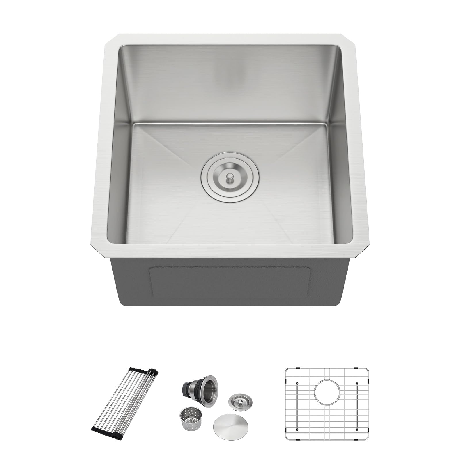 Dcolora DC-T7719 17-inch undermount kitchen sink in brushed stainless steel