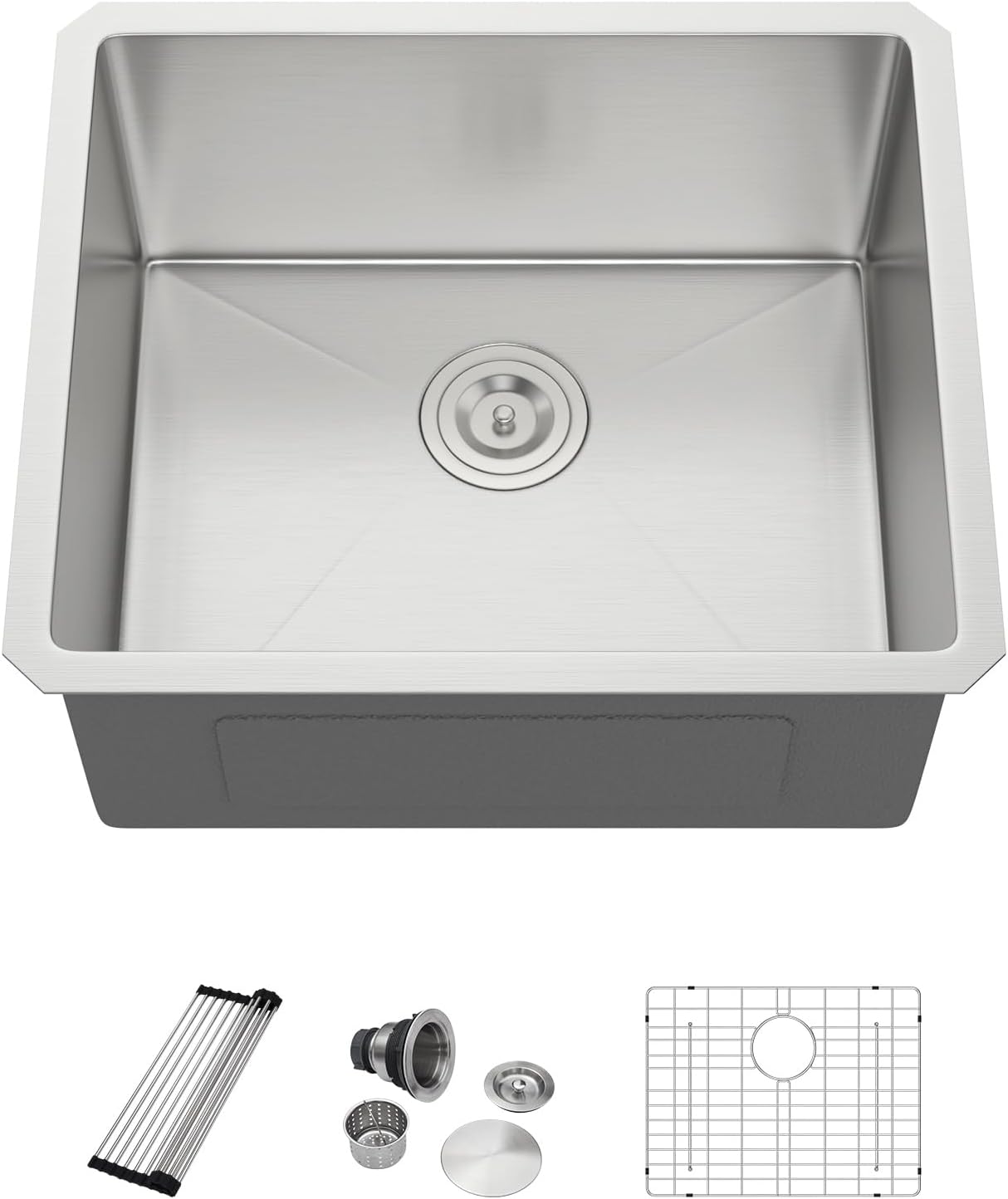 Dcolora 21 Inch Undermount Wet Bar Sink Small Kitchen Sink 16 Gauge Stainless Steel Deep Single Bowl Under Counter Sink, 21"x18"x10" Rounded Corner, DC-U7716