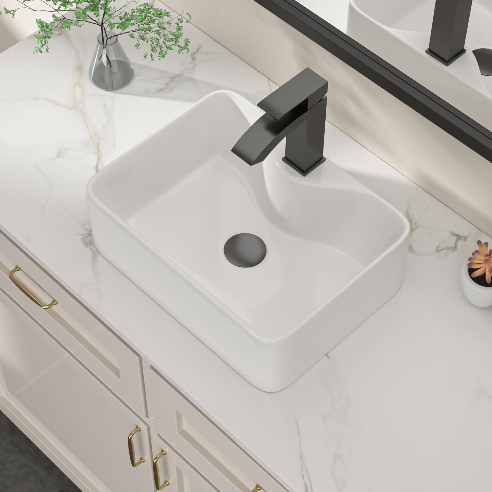 Dcolora DC-SFDOE00085 15.75-inch vessel bathroom sink in white