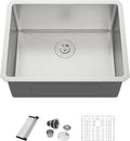 Dcolora 23''x18''x10'' Undermount Kitchen Wet Bar Sink, 16 Gauge Stainless Steel Deep Single Bowl Under Counter Basin, Rounded Corner