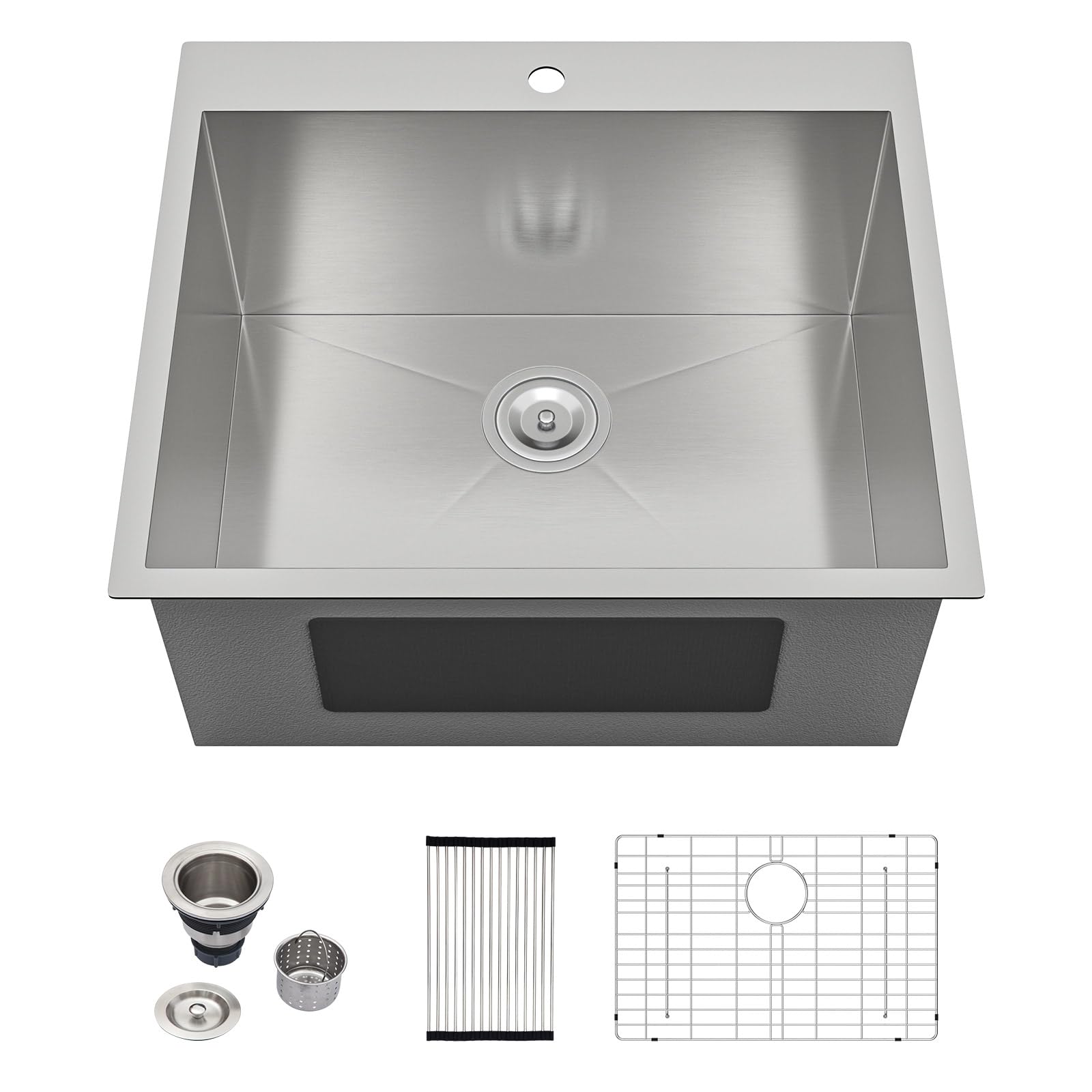 Dcolora DC-L7701 25-inch drop-in laundry sink in brushed stainless steel