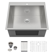 Dcolora DC-L7701 25-inch drop-in laundry sink in brushed stainless steel