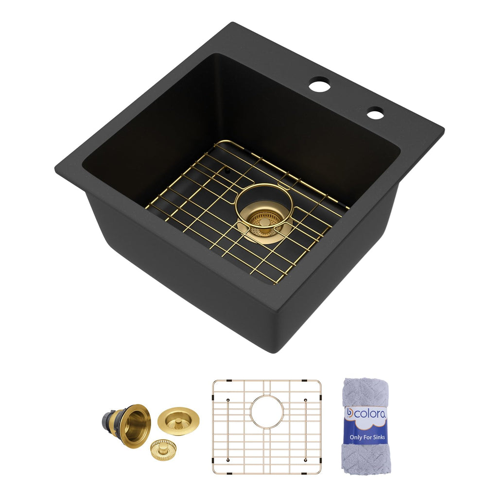 18" × 18" Matte Black Drop-In Granite Composite Bar Sink
